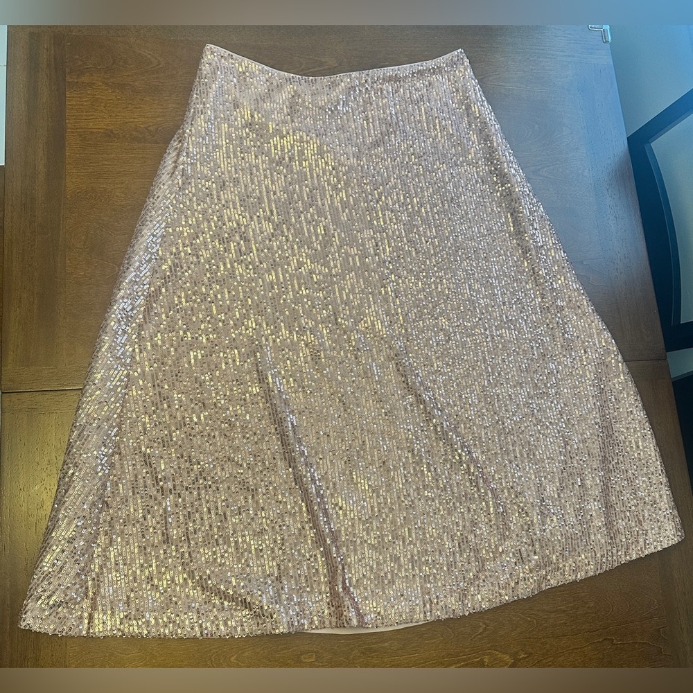 LOFT Metallic Sequin Pink Skirt